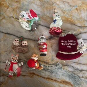 Vintage Christmas Cat Ornament Set